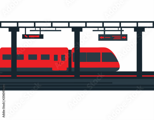 Red Subway Train At Station Platform