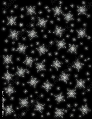 Snow flakes on black background aesthetic 