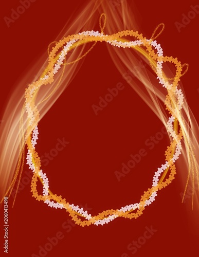 Circle floral frame template on red background 