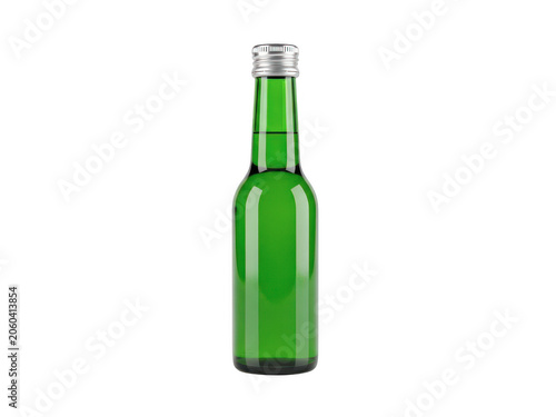 Green glass bottle with metal cap