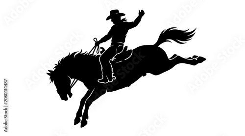 Photos Animal Logo Cowboy Riding Horse, Black Silhouette, Western Icon, Equestrian Vect