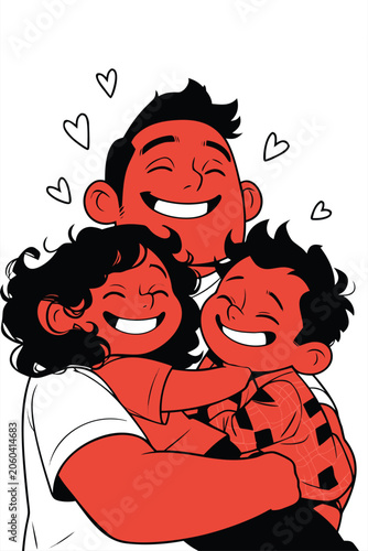 Father And Children Hug