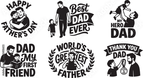 Photos Father's Day Typography and Family Silhouette Collection