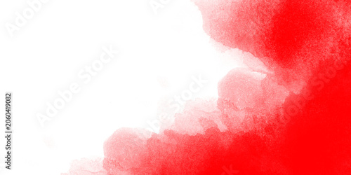 Red watercolor paint splash corner isolated on transparent background