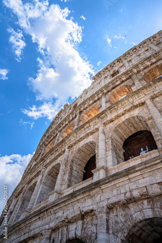 closeup of the colosseum in rome italy
