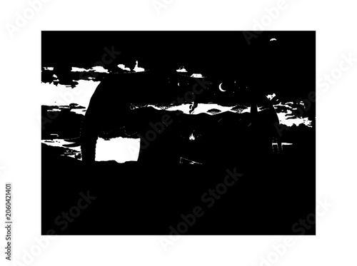 Abstract high contrast black and white graphic design pattern with bold shapes and sharp edges for modern artistic texture and minimalist digital background