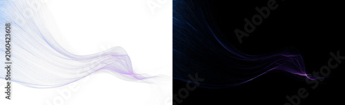 Obraz na plátně Purple blue wavy lines backdrop, elegant smooth light smoke effect, minimalist t