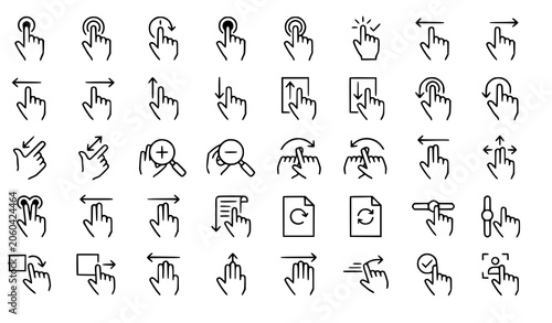 Obraz na płótnie Touchscreen gestures icons set for user interface design and mobile app development