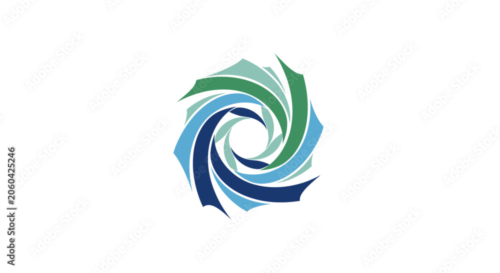 Obraz premium Dynamic Flowing Spiral Abstract Design in Blue and Green Tones