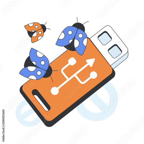 Φωτογραφία Premium download illustration of infected usb