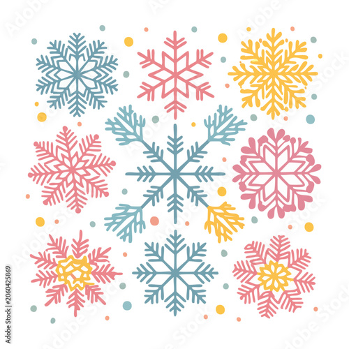 Seamless floral pattern with red blue yellow flowers