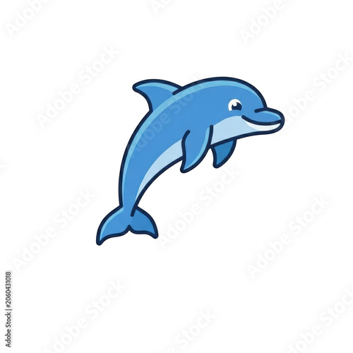 Cute blue dolphin cartoon mascot