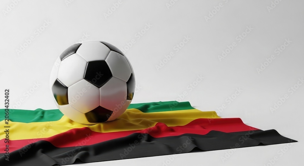 Fototapeta premium Football championship soccer ball on ghana flag isolated on transparent background