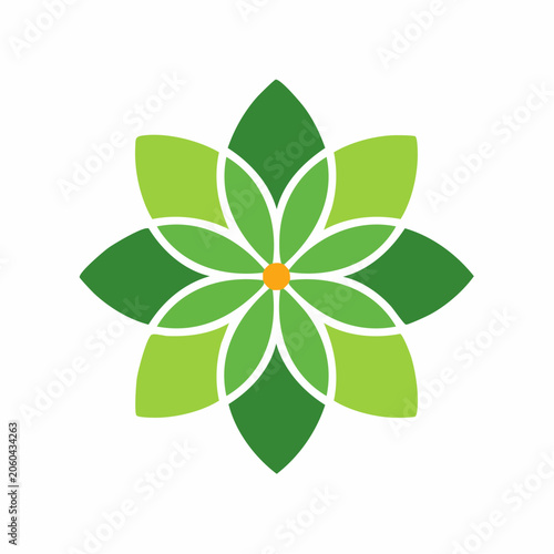 Green Geometric Flower Logo