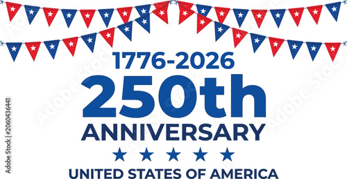 Obraz na płótnie United states 250th anniversary commemoration graphic with patriotic bunting