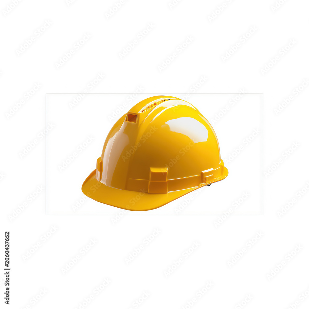 Fototapeta premium Yellow hard hat on transparent background for safety