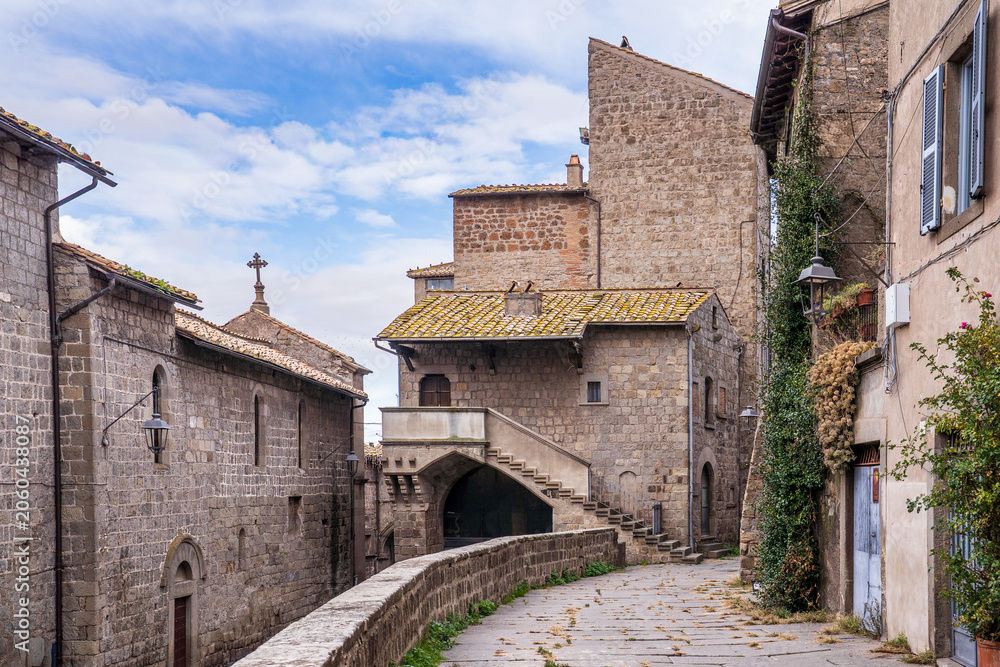 Obraz premium Picturesque view of the medieval San Pellegrino district in Viterbo, Italy.