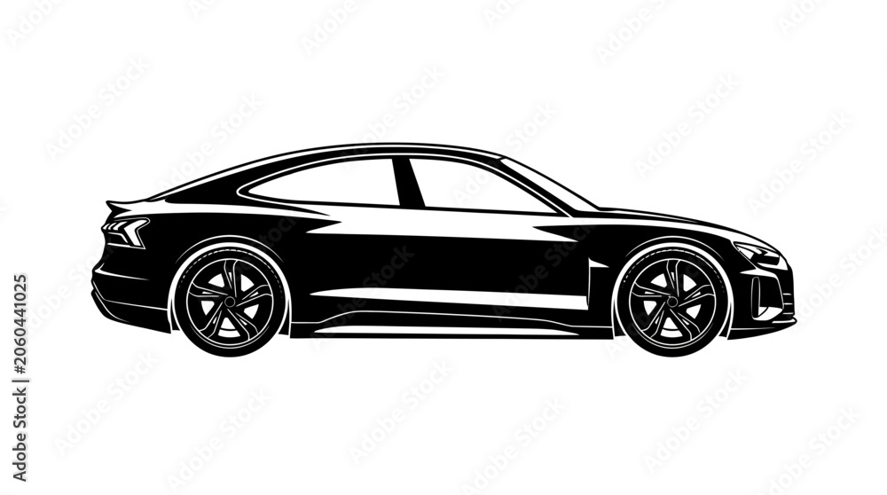 Obraz premium Black Car Side View Profile 2.