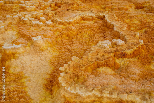 Vászonkép Texture of orange and yellow mineral deposits in Dallol