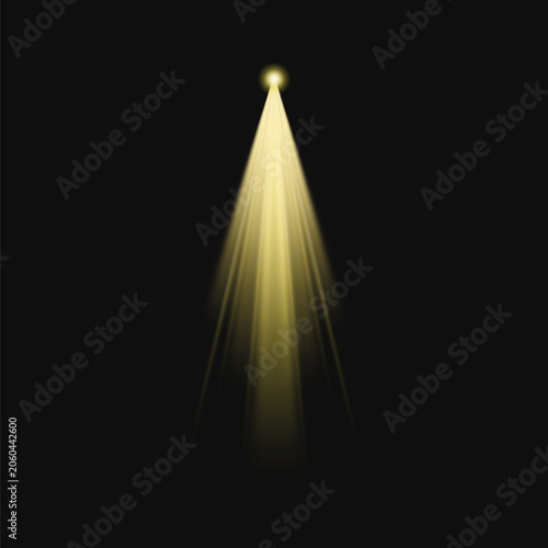 Fotografie Golden spotlight beam on darkness vector