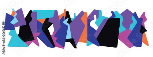   Modern people abstract futuristic silhouettes vector illustration multicolored background
