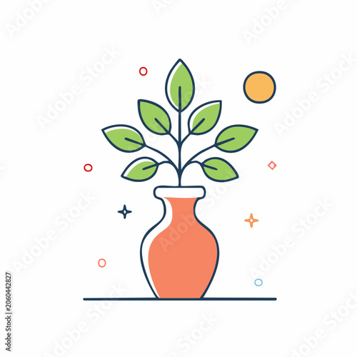 Stylized plant in a vase icon