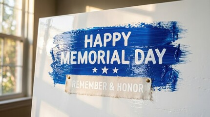 Happy memorial day sign with brushstroke design