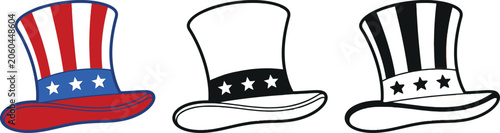 Canvas-taulu Three uncle sam top hats isolated on transparent background