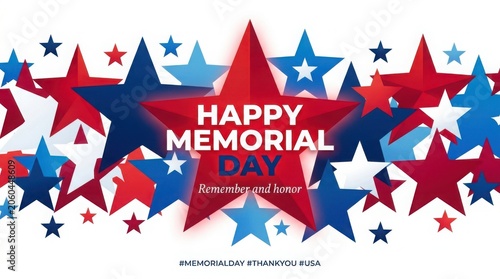 Memorial day celebration with patriotic stars and message