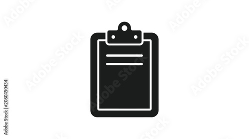Photos Clipboard With Papers Black Silhouette On White Background