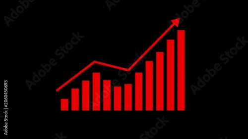  Statistics bars columns growth, arrow up. Finance, Bar graph going up, Profit concept, positive increase chart,Abstract business growth and graph chart icon animation background.