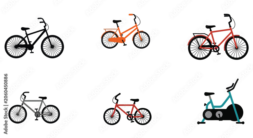 Obraz premium Bicycles Silhouette Collection Vector Illustration