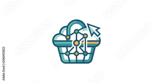 Minimalist Flat 2D Logo Icon for Cyber Monday Secure Cloud Marketplace E Commerce Concept
