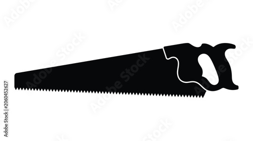 Schilderij op canvas Hand saw silhouette against a white background