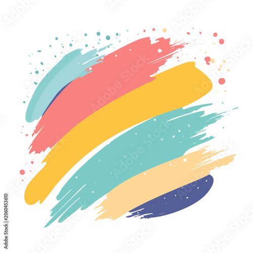 Abstract Colorful Brush Strokes with Splatter Effect