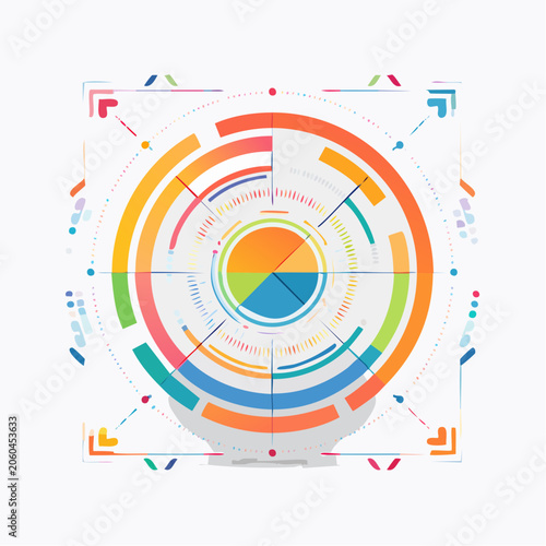 Abstract Futuristic Circular Data Visualization