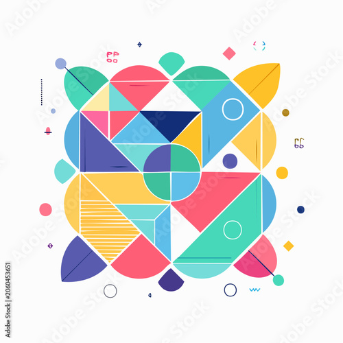Abstract Geometric Composition with Colorful Shapes