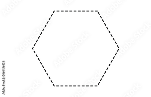 Simple black dashed line hexagon shape icon Vector