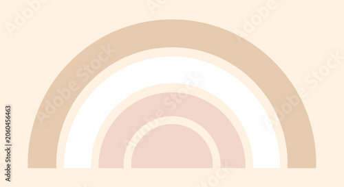 Minimalist bohemian rainbow in soft beige, pink, and white tones, set against a warm cream-colored background.