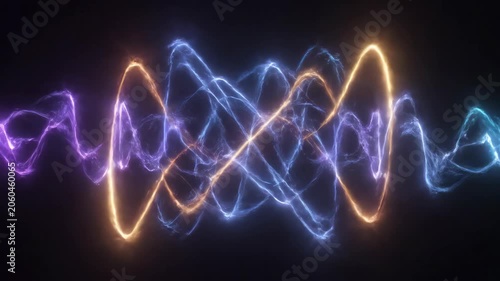 Abstract Neon Energy Waves Pulsating and Intertwining.