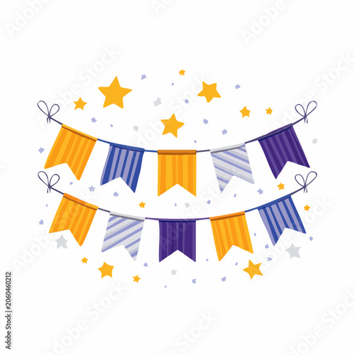 Festive Bunting Flags and Stars Decoration