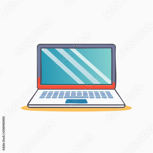 Stylized illustration of an open laptop computer