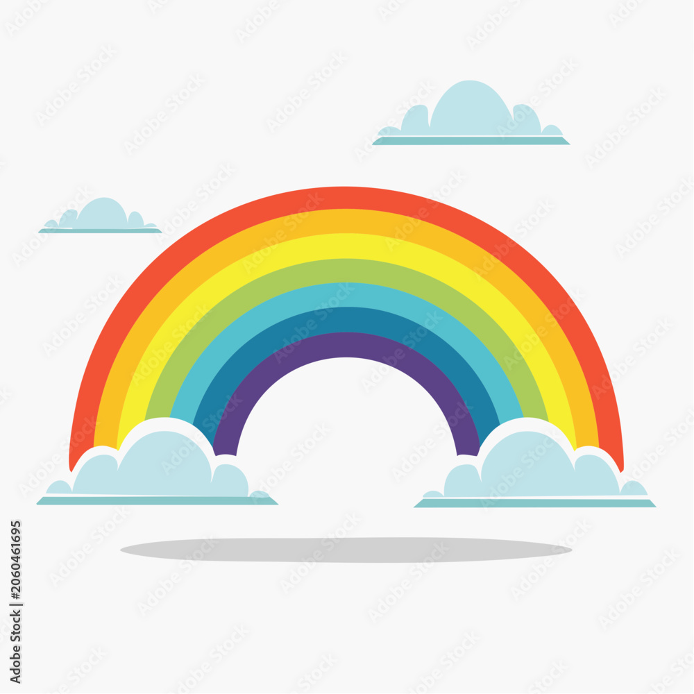 Naklejka premium Colorful Rainbow Arch with Clouds