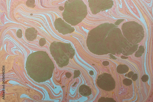 Colorful Abstract Ebru Ink Art