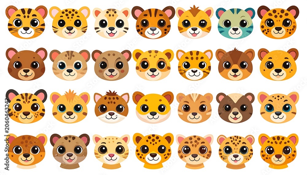 Fototapeta premium Cute cartoon animal faces (1)
