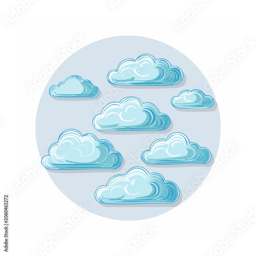 Flat design clouds illustration on light blue background