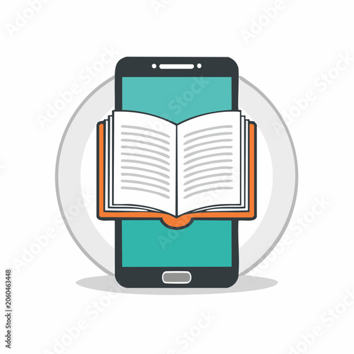 Smartphone Displaying Open Book Icon