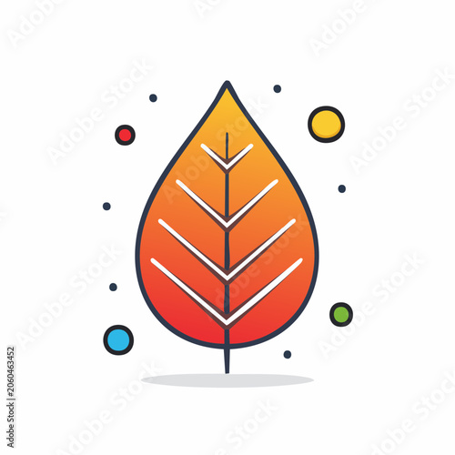 Stylized Autumn Leaf Icon with Colorful Dots