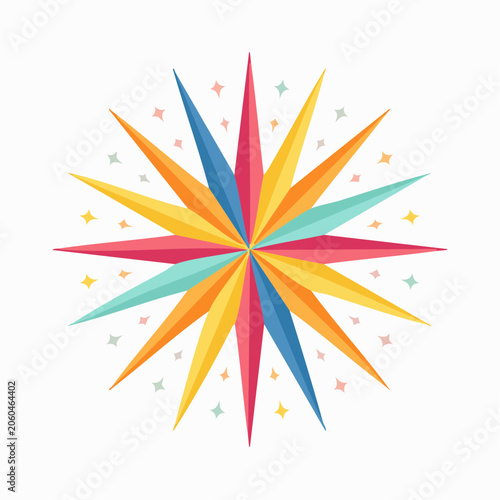 Colorful Starburst with Sparkles