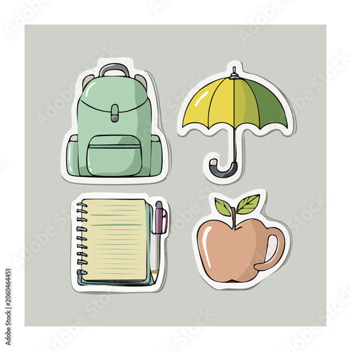 Flat Design School Supplies Illustration
